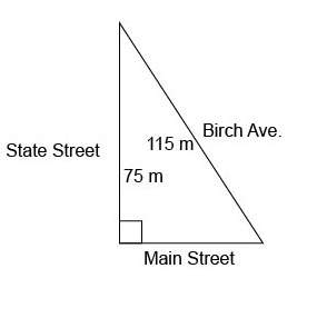 Main street, state street, and birch avenue intersect to form a right triangle. what ang