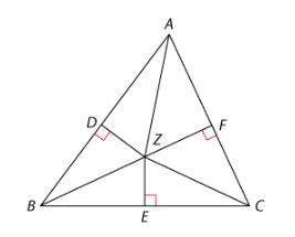 Zd, ze, and zf are the perpendicular bisectors of △abc. use that information to find the length of e