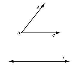 Which can be a possible next step in the construction of an angle with a side on line l that is cong