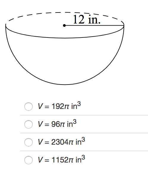 Identify the volume of the hemisphere in terms of π.
