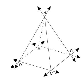 Which lines are parallel in the square pyramid?  select each correct answer.