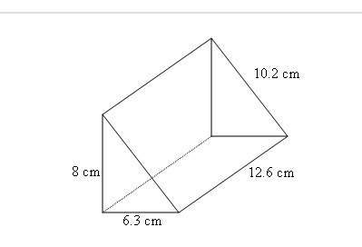 To the nearest tenth, what is the volume of this right triangular prism?  a) 317.5 cm3