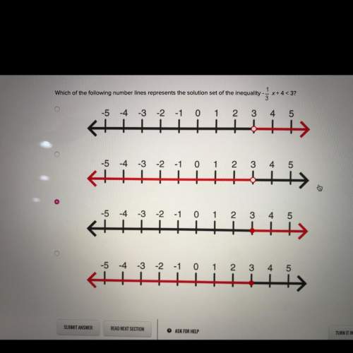 Which of the following number lines represents the solution set of the inequality - 1/3x +4 &lt; 3&lt;