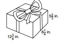 Casey puts wrapping paper around a gift box. she wants to tie a ribbon lengthwise and widthwis