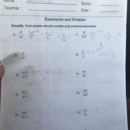 These answers on exponents and division and how to do it