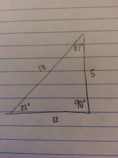 According to this diagram what is tan 67 it's a right triangle facing left. hypote