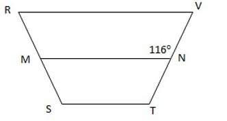 rstv is an isosceles trapezoid with bases rv and st and mn || rv. find the m&lt; srva) 116