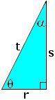 If θ = 72° and s = 20 cm, what is the value of t to the nearest tenth of a centimeter?