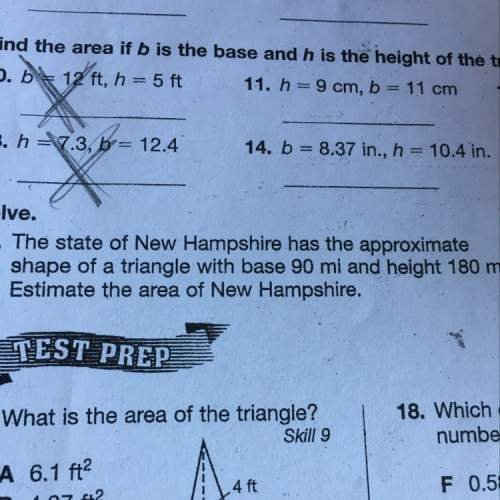 The state of new hampshire has the approximate shape of a triangle with the base is 90 m in height 9