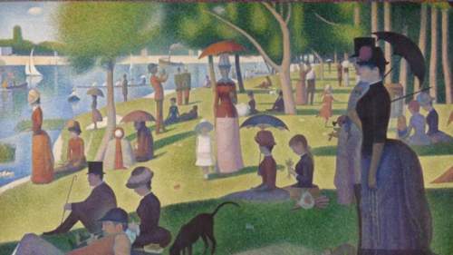 How did seurat use proportion in a sunday afternoon on the island of la grande jatte to make some fi