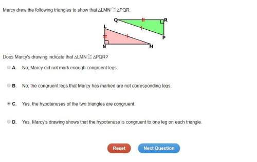Marcy drew the following triangles to show that lmn pqr. does marcy's drawin