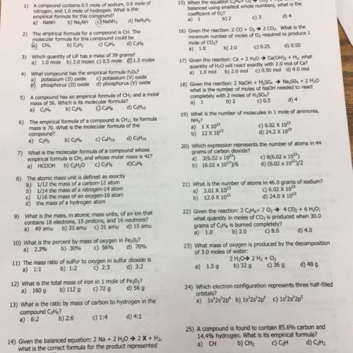 This is 11th grade chemistry semester study guide i need to answer them