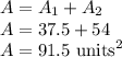 A=A_1+A_2\\A=37.5 + 54\\A=91.5\text{ units}^2