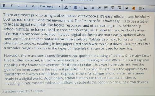 Armand has written a draft essay comparing his print textbooks to digital textbook his purpose is to