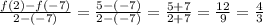 \frac{f(2) - f(-7) }{2 - (-7)} = \frac{5 - (-7)}{2 - (-7)} = \frac{5 +7}{2+7} = \frac{12}{9} = \frac{4}{3}