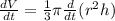 \frac{dV}{dt} = \frac{1}{3}\pi \frac{d}{dt} (r^{2}h)