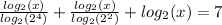 \frac{log_2(x)}{log_2(2^4)} + \frac{log_2(x)}{log_2(2^2)} + log_2(x) = 7