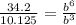 \frac{34.2}{10.125} = \frac{b^6}{b^3}