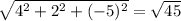 \sqrt{4^2+2^2+(-5)^2} =\sqrt{45}