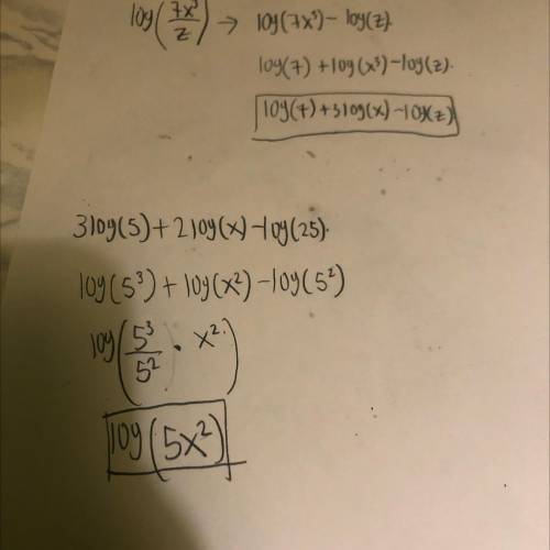 HELP 50 PTS

(a) Write the expression in expanded form. log(7x^3/z) 
(b) Write the expanded form as