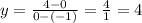 y=\frac{4-0}{0-(-1)} =\frac{4}{1} =4