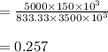 = \frac{5000 \times 150  \times 10^3}{833.33 \times 3500 \times 10^3}\\\\= 0.257