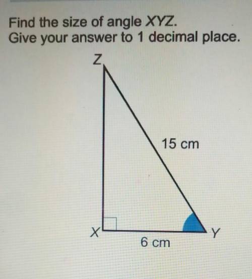 Find the angle of XYZ give your answer to 1 decimal place