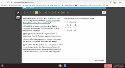 In which order should the sentences appear?
O 1-2-4-3
O 2-1-4-3
0 3-4-1-2
O 4-2-1-3