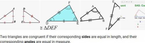 Two triangles are congruent if

A. the pictures look the same
B. corresponding sides and correspondi