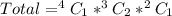 Total = ^4C_1 * ^3C_2 * ^2C_1