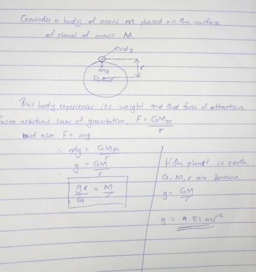 Q-9 What is Acceleration due to Gravity? Explain formula of relation between g & G and

find the