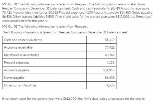 If net sales for the current year were $612,000, the firm's days' sales uncollected for the year is: