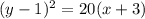 (y-1)^2=20(x+3)