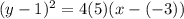 (y-1)^2=4(5)(x-(-3))