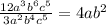 \frac{12a^3b^6c^5}{3a^2b^4c^5}=4ab^{2}