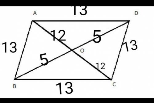 Four copies of the triangle shown are joined together, without gaps or overlaps, to make a parallelo