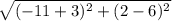\sqrt{(-11+3)^2+(2-6)^2}