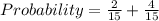 Probability = \frac{2}{15} + \frac{4}{15}