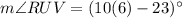 m\angle RUV=(10(6)-23)^\circ
