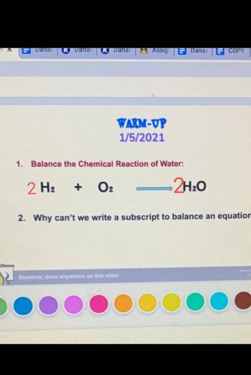 1. Balance the chemical reaction of water

(Added photo)if you can help please do I would really app