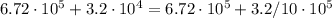6.72\cdot 10^{5}+3.2\cdot 10^{4}=6.72\cdot 10^{5}+3.2/10\cdot 10^{5}