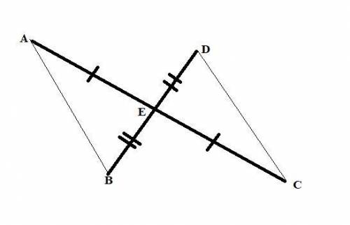 If BD bisects AC and AC bisects BD, is ABE ≅ CDE? Explain.

A. Yes; the triangles are congruent by A