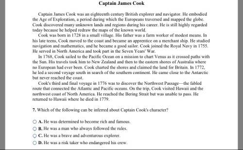 Which of the following can be inferred about captain cook's character ?