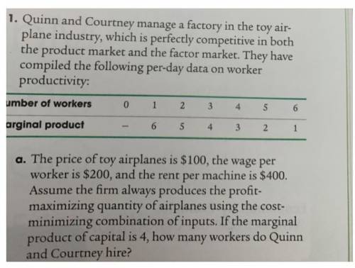 Quinn and Courtney manage a factory in the toy air- plane industry, which is perfectly competitive i