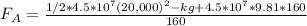 F_A =\frac{1/2* 4.5*10^7(20,000)^2-kg+4.5*10^7*9.81*160}{160}