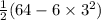 \frac{1}{2} (64 - 6 \times  {3}^{2} )