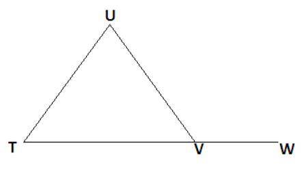 In ATUV, TV is extended through point V to point W,

m VTU (x - 2)°, mZTUV (2x + 11)', and
mZUVW = (
