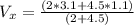 V_x=\frac{ (2 * 3.1 + 4.5 *1.1)}{(2 + 4.5)}