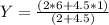 Y =\frac{(2 * 6 + 4.5 * 1)}{(2 + 4.5)}