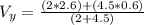 V_y=\frac{ (2 * 2.6) + (4.5*0.6)}{(2 + 4.5)}